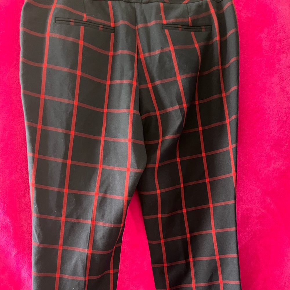 NWT🏷️The Limited Women Drew Dress Pant Size 14 Navy Blue Red Window Pane Plaid.